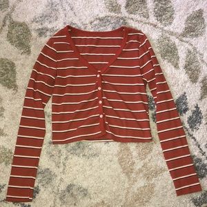 Orange cropped long sleeve top, medium